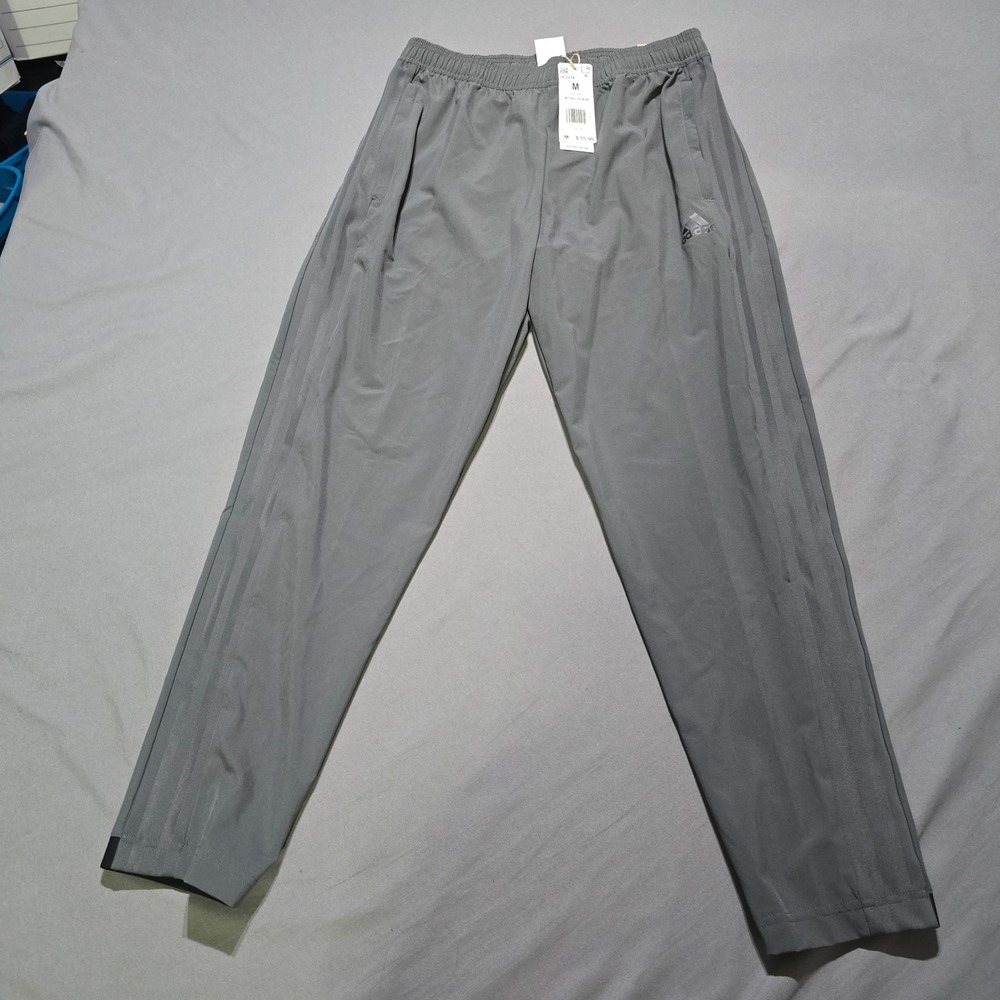 Adidas Training Pants Mens M Gray 3-Stripe Performance Activewear Joggers